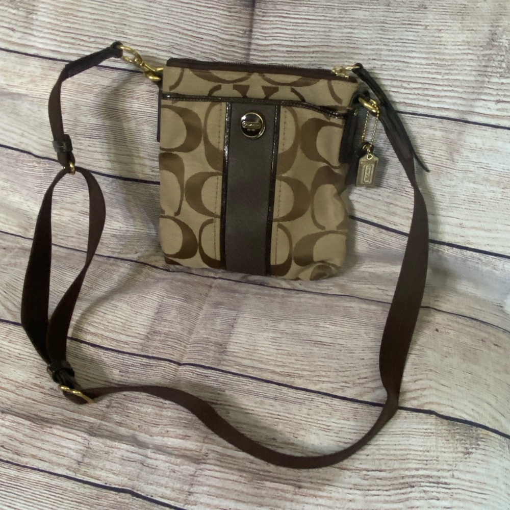 Coach Brown and Tan Cross Body Bag